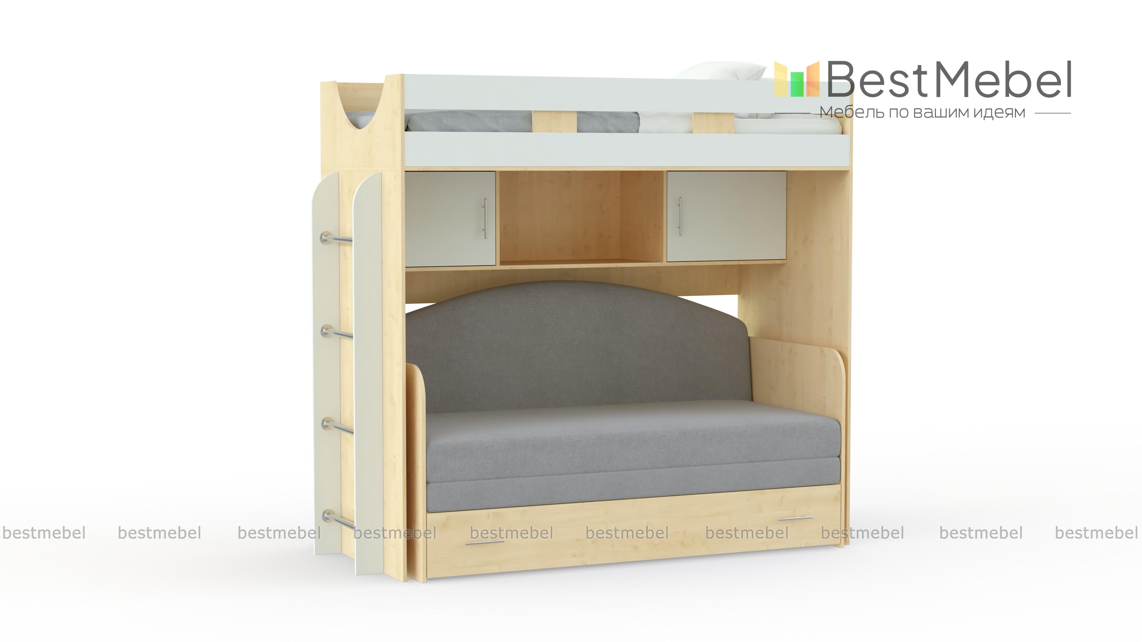 Кровать-чердак с диваном Пума 4 BMS - Фото