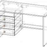 Чертеж Письменный стол с тремя ящиками BMS