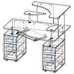 Чертеж Угловой компьютерный стол КС-12У 2Я BMS